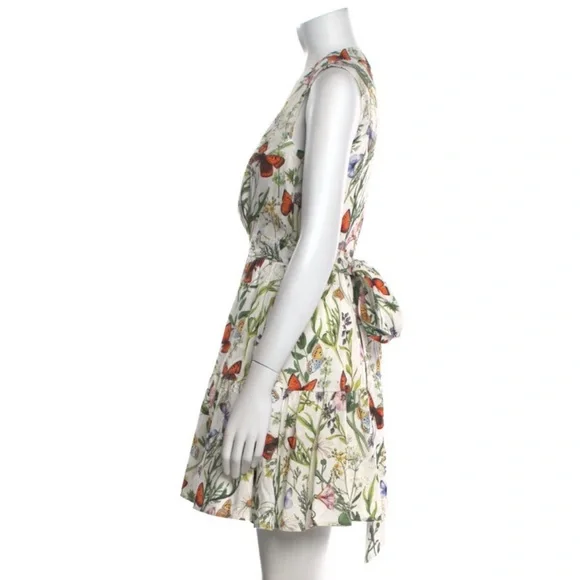 Christian Lacroix Butterfly Linen Mini Wrap Dress XS